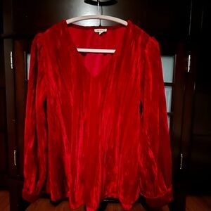 NWOT Rich Red Velvet Blouse